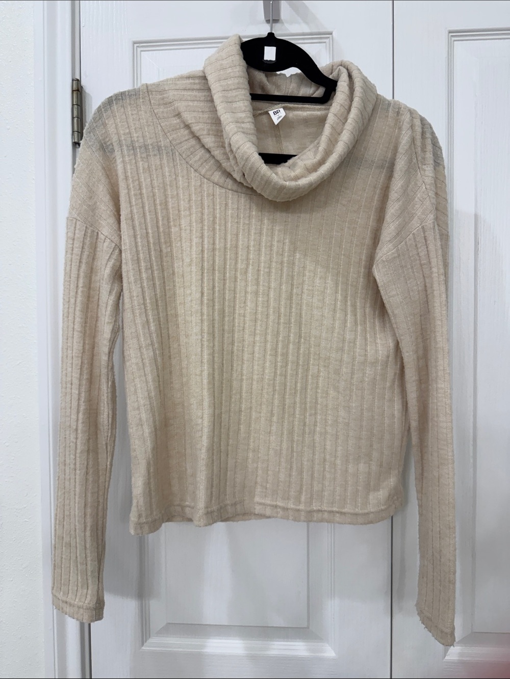 BP. Nordstrom Ribbed Cowl Neck Sweater Top Beige Size Small